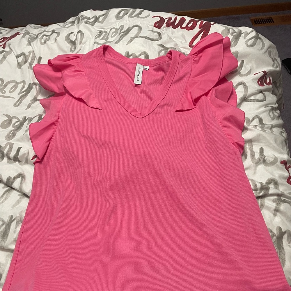 Pink Ruffle Sleeve Top